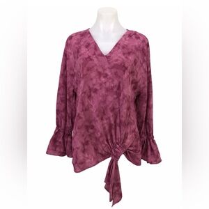 Juicy Couture Pink Plus Size Blouse with Knot Tie, Dusty Rose Feminine Top, XXL